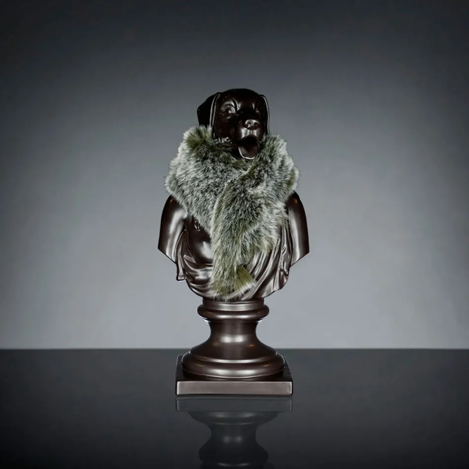 Svart hantverks keramisk skulptur 100% Made in Italy Fabas 2 Viadurini