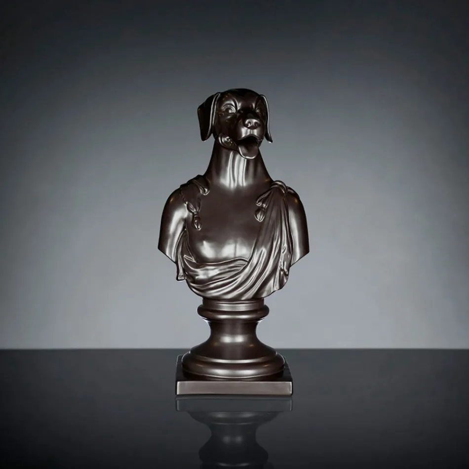 Svart hantverks keramisk skulptur 100% Made in Italy Fabas 2 Viadurini