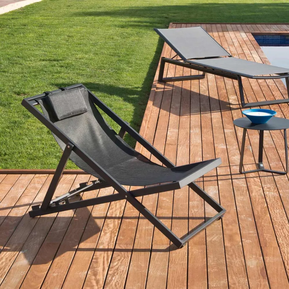 Trädgårdsstol i målad aluminium och textilen, 2 delar - Jhonathan Viadurini