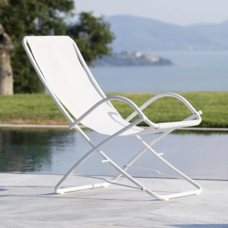 Hopfällbar trädgårdsstol i galvaniserat stål Made in Italy 2 delar - Hobbit Viadurini