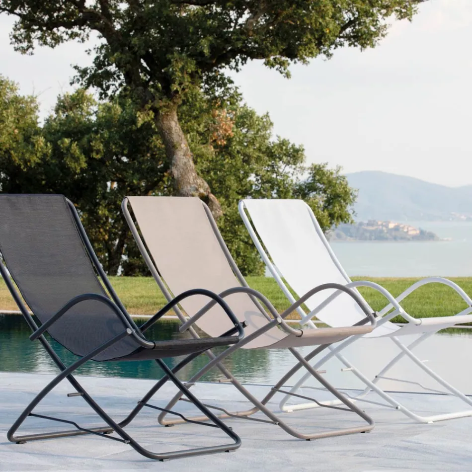 Hopfällbar trädgårdsstol i galvaniserat stål Made in Italy 2 delar - Hobbit Viadurini
