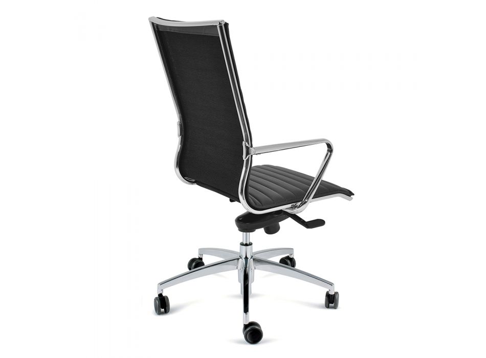 Hög kontorsstol med hjul och ergonomisk och svängbar kudde - Filanna Viadurini