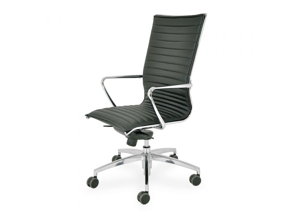 Hög kontorsstol med hjul och ergonomisk och svängbar kudde - Filanna Viadurini