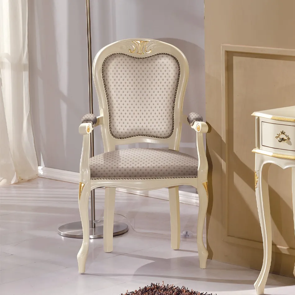 Chef för bordsstolen i trä klädd i tyg Made in Italy - Majesty Viadurini