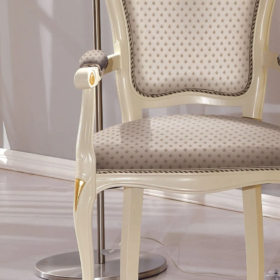 Chef för bordsstolen i trä klädd i tyg Made in Italy - Majesty Viadurini