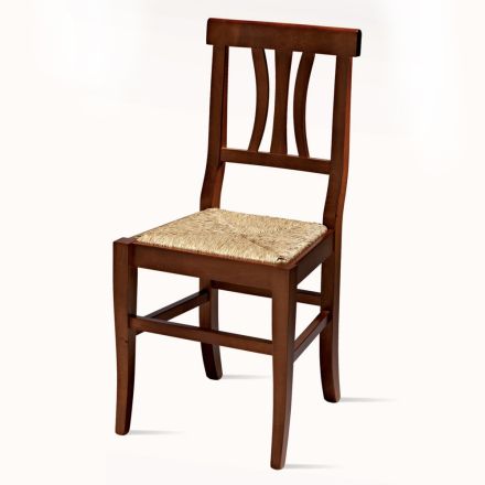 Klassisk stol i bokträ och halm Tillverkad i italiensk design - Claudie Viadurini
