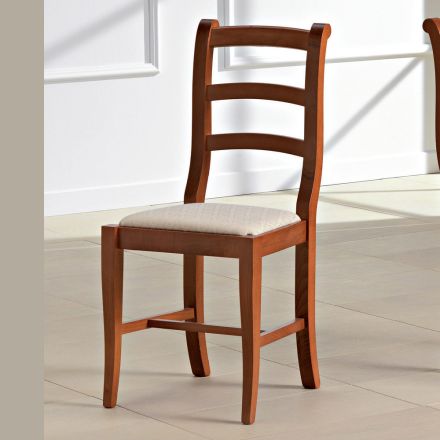 Klassisk stol i trä och sits i tygdesign Made in Italy - Baptiste Viadurini