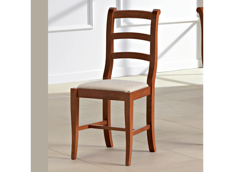 Klassisk stol i trä och sits i tygdesign Made in Italy - Baptiste Viadurini