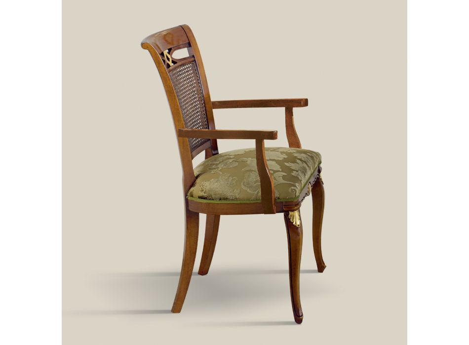 Klassisk stol i valnötsträ med vadderad sits Tillverkad i Italien - barock Viadurini