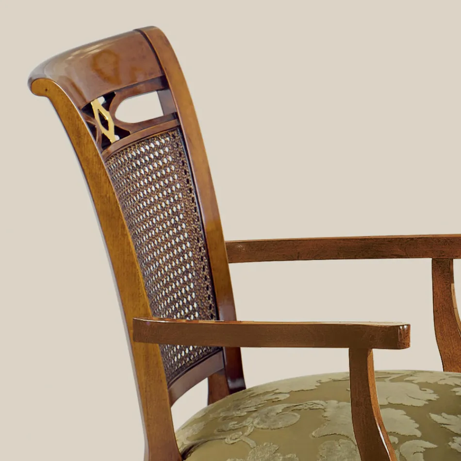 Klassisk stol i valnötsträ med vadderad sits Tillverkad i Italien - barock Viadurini