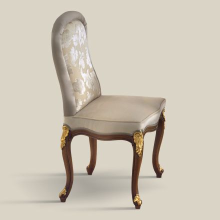Klassisk stol i valnötsträ och vadderat tyg Tillverkad i Italien - barock Viadurini