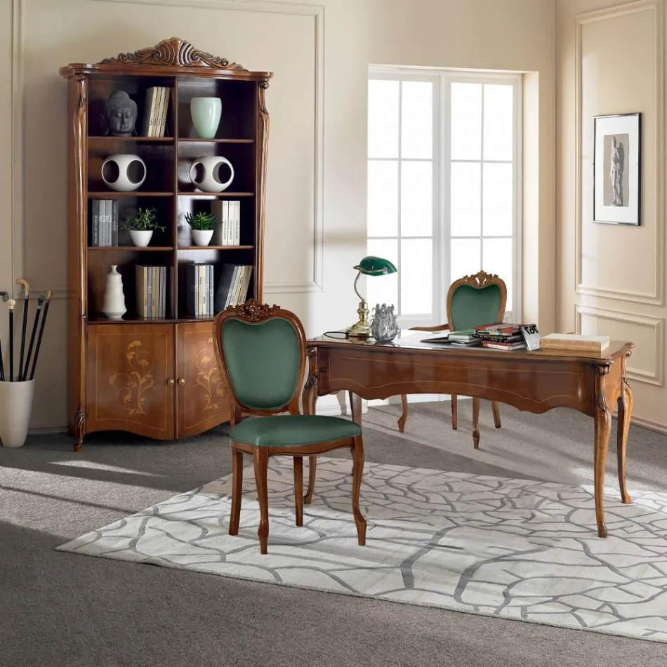 Klassisk stol i valnöt eller guldklädd trä tillverkad i Italien - Imperator Viadurini