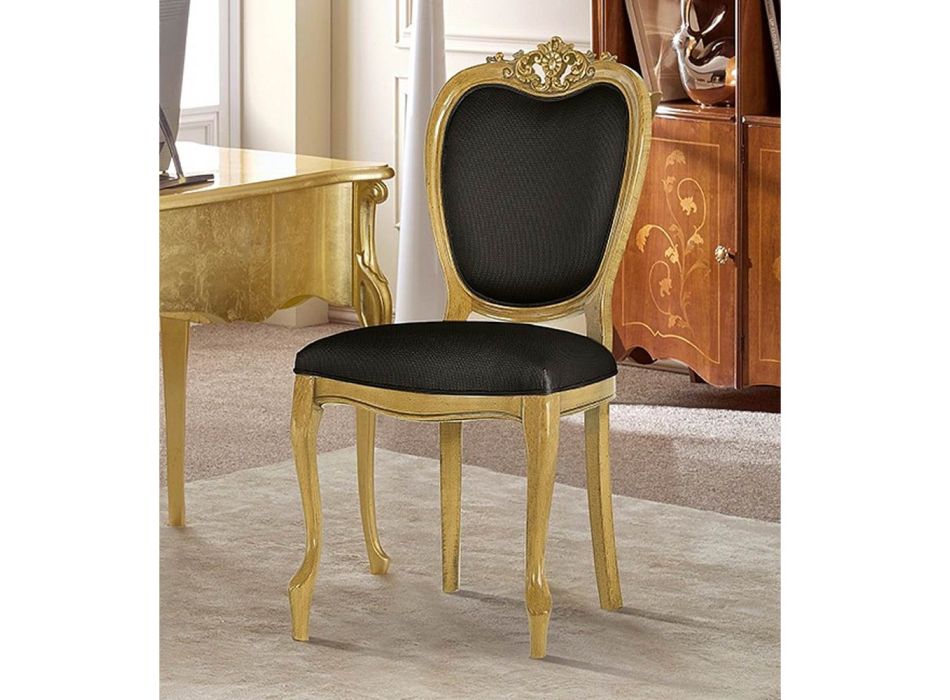 Klassisk stol i valnöt eller guldklädd trä tillverkad i Italien - Imperator Viadurini