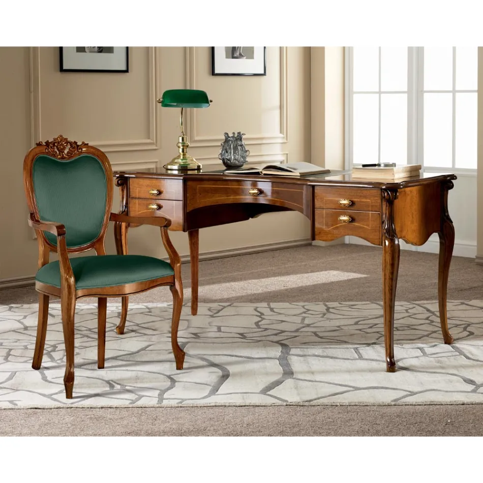 Klassisk stol i valnöt eller guldklädd trä tillverkad i Italien - Imperator Viadurini