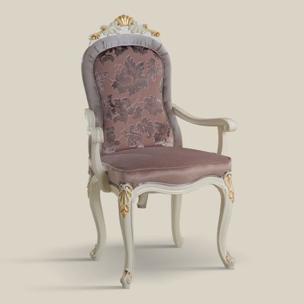 Klassisk stol Vitt trä och stoppat tyg Tillverkad i Italien - barock Viadurini
