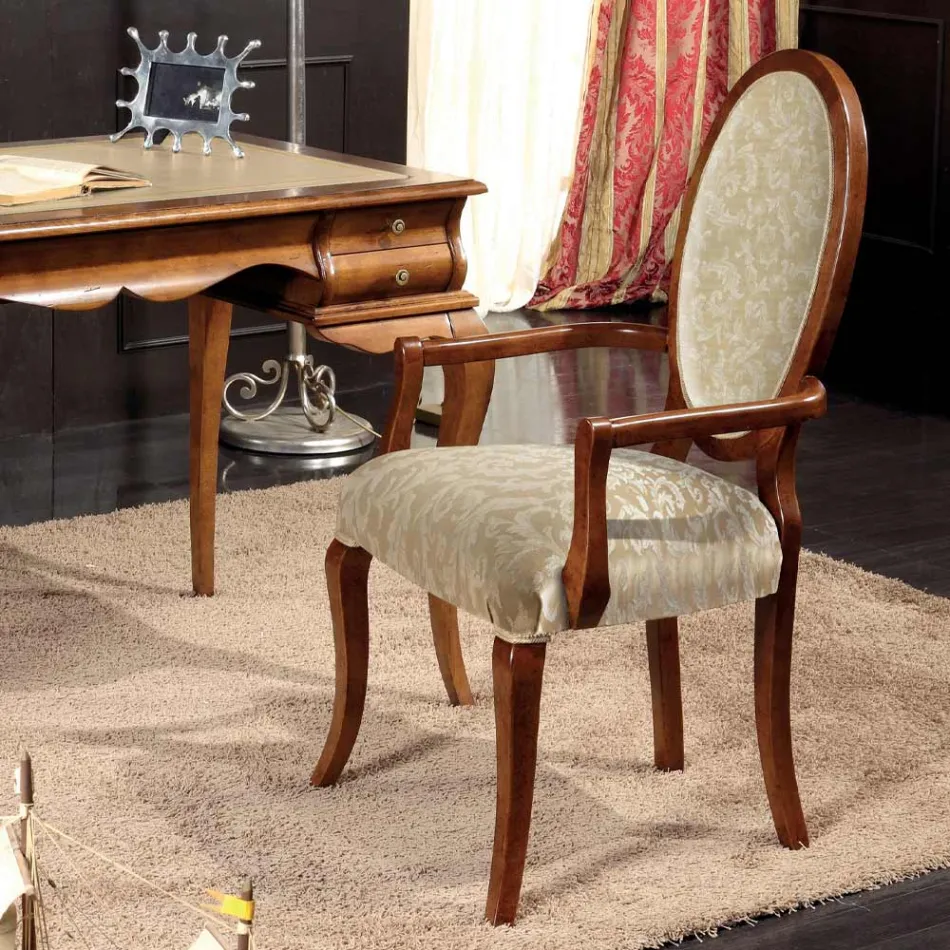 Klassisk stol Trä och tyg med eller utan armstöd Tillverkad i Italien - Ellie Viadurini