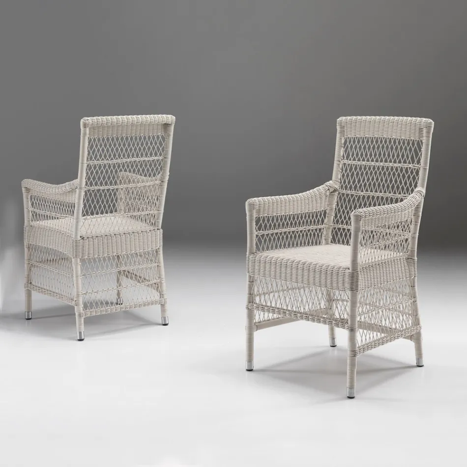 Utestol med armstöd i polyrattan - Gigi Viadurini