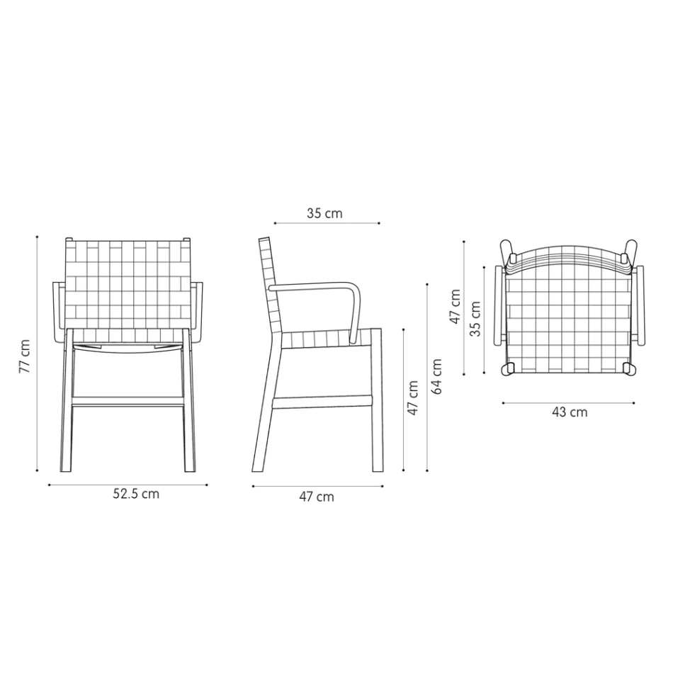 Stol med armstöd i blekt bok och lädersäte Tillverkad i Italien - Nora Viadurini