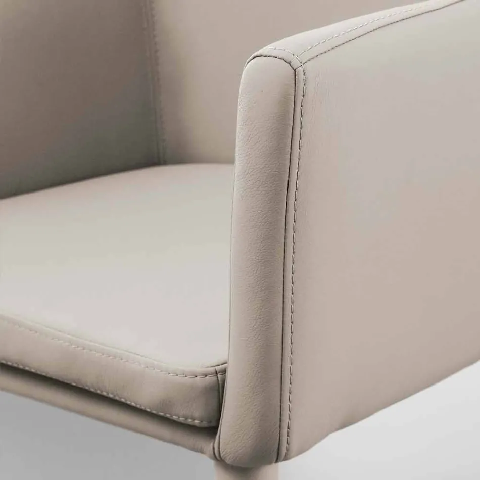 Stol med armstöd i metall klädd i Carlina eko-läder Viadurini