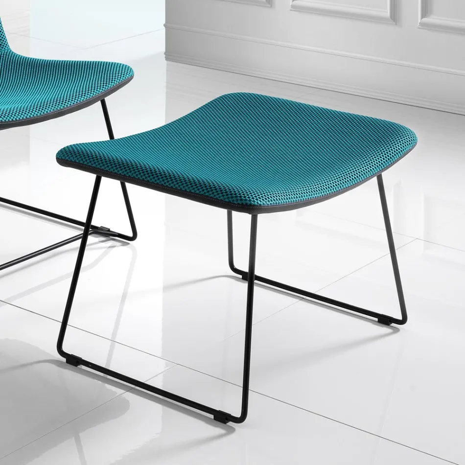 Stol med fotstöd i Vulcano-tyg och metallben Tillverkad i Italien - Amane Viadurini