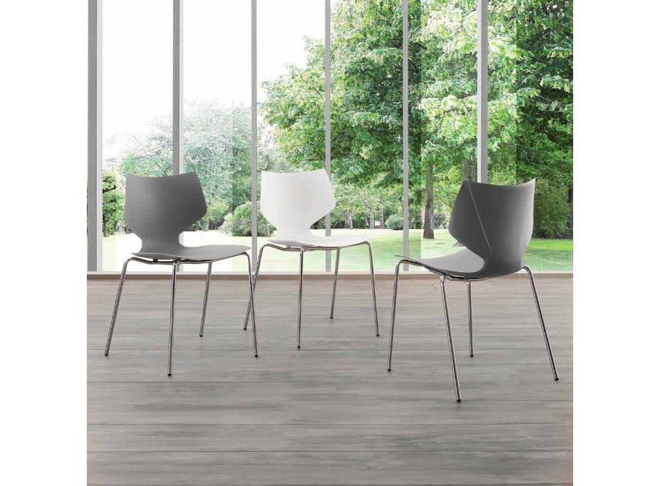 Modern design kromad stol tillverkad i Italien Messina Viadurini