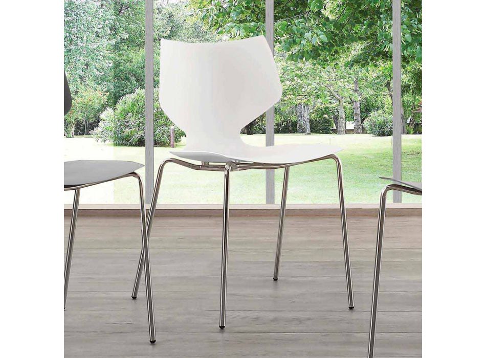 Modern design kromad stol tillverkad i Italien Messina Viadurini