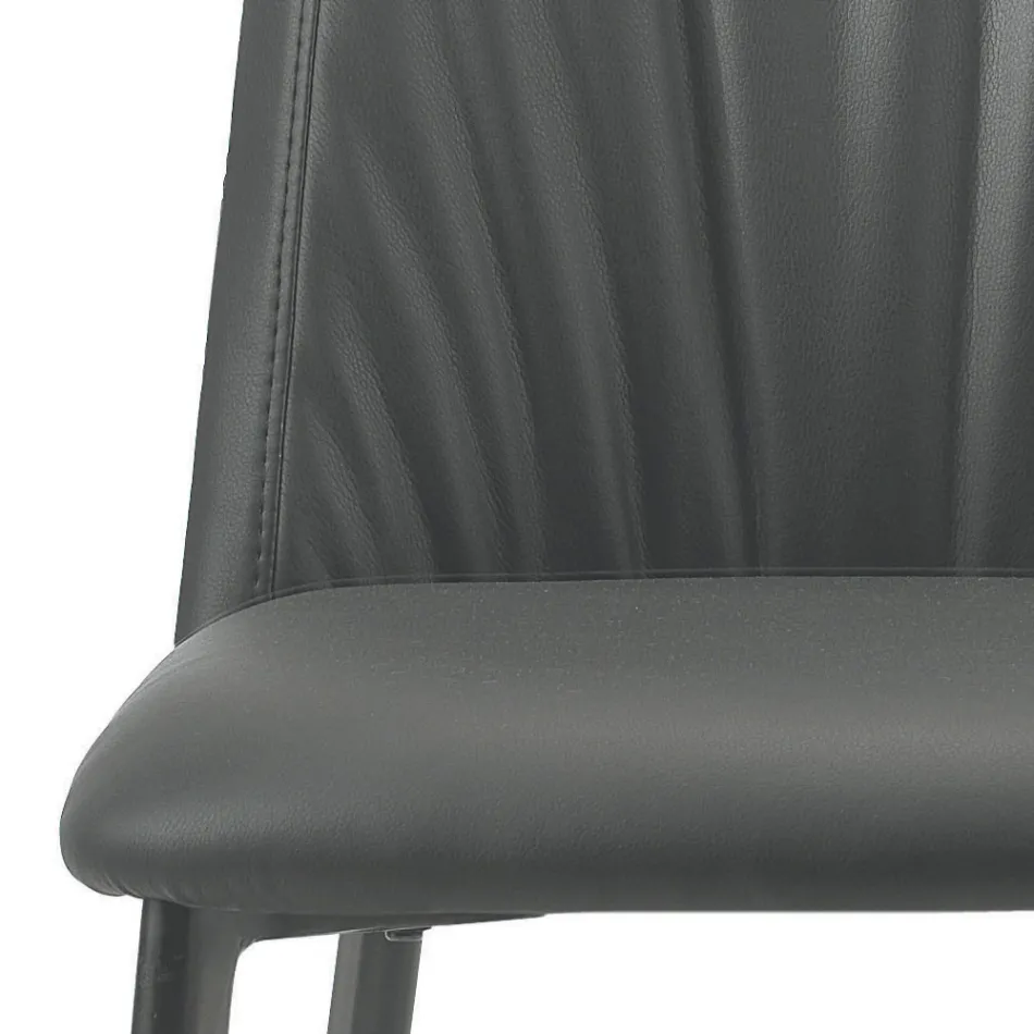 Köksstol i konstläder och stål Tillverkad i Italien 4 delar - Alexia Viadurini