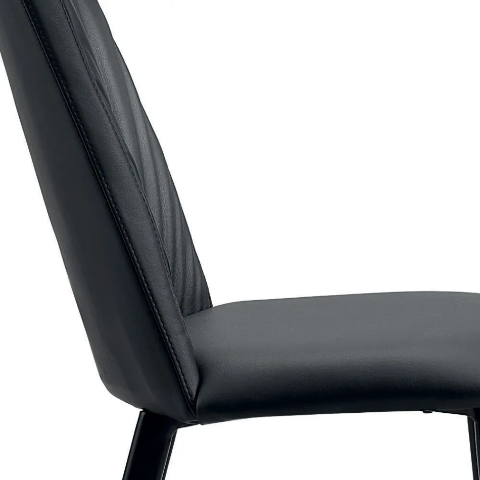 Köksstol i konstläder och stål Tillverkad i Italien 4 delar - Alexia Viadurini