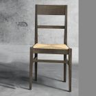 Köksstol i bokträ och sits i italiensk design av halm - Davina Viadurini