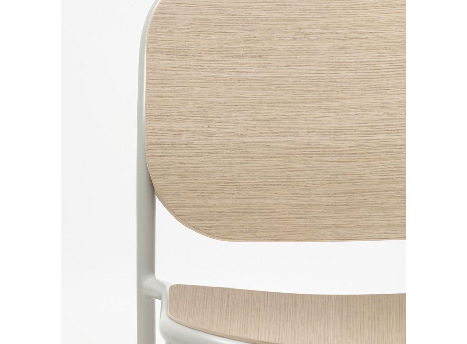 Köksstol i trä och målad metall Tillverkad i Italien 2 delar - Saffia Viadurini