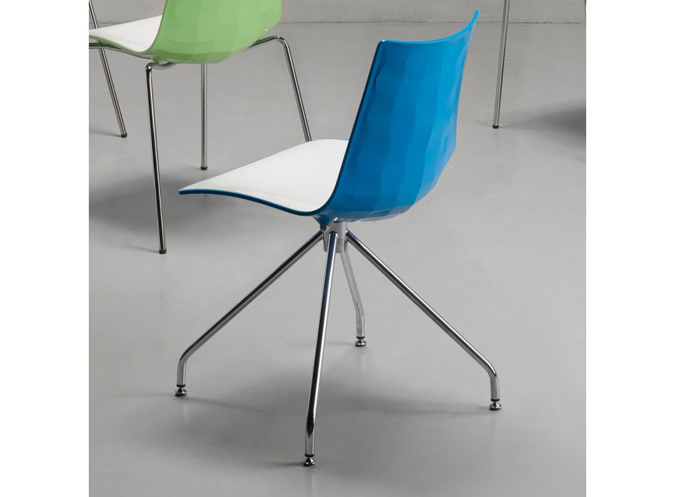 Köksstol i polymer med tvåfärgad sits Tillverkad i Italien 2 delar - Fedora Viadurini