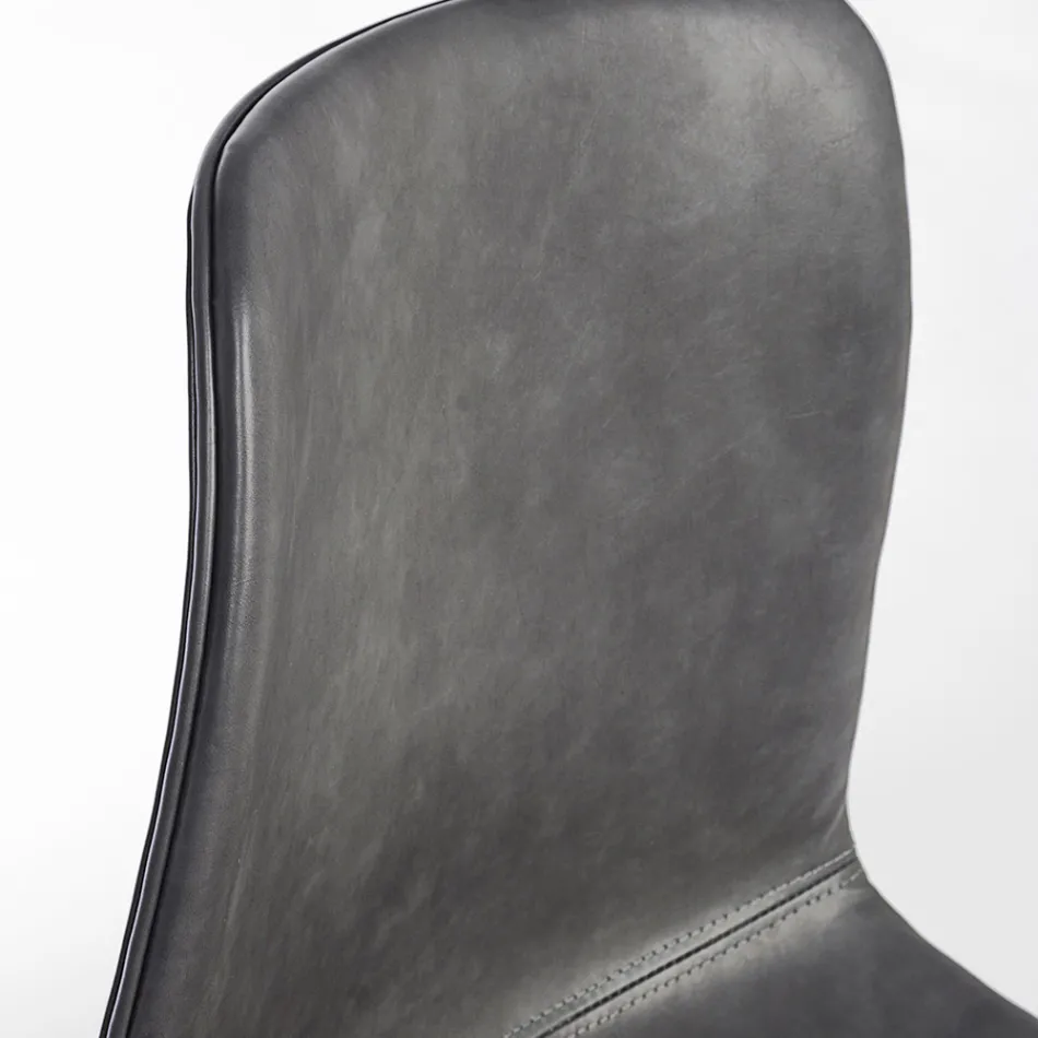 Vintage Design Köks- eller Vardagsrumsstol i Stål och Ekologiskt läder 2 st - Rekko Viadurini