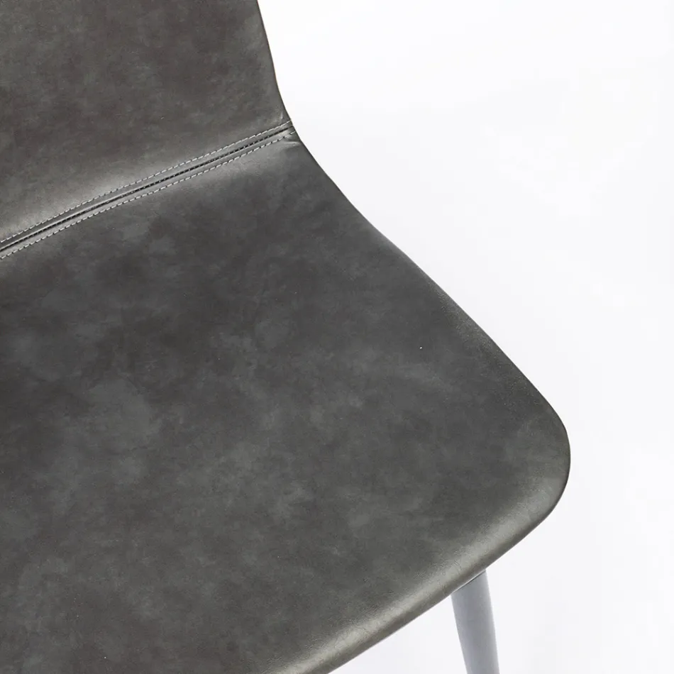 Vintage Design Köks- eller Vardagsrumsstol i Stål och Ekologiskt läder 2 st - Rekko Viadurini