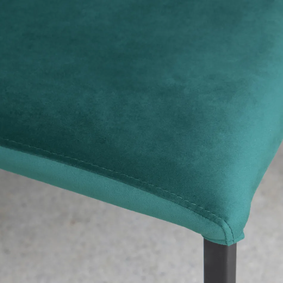 Köksstol med metallben och sammetssits, 4 delar - Darvina Viadurini