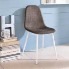 Chair Kitchen modern design i similrattan Cassidy, 4 stycken Viadurini