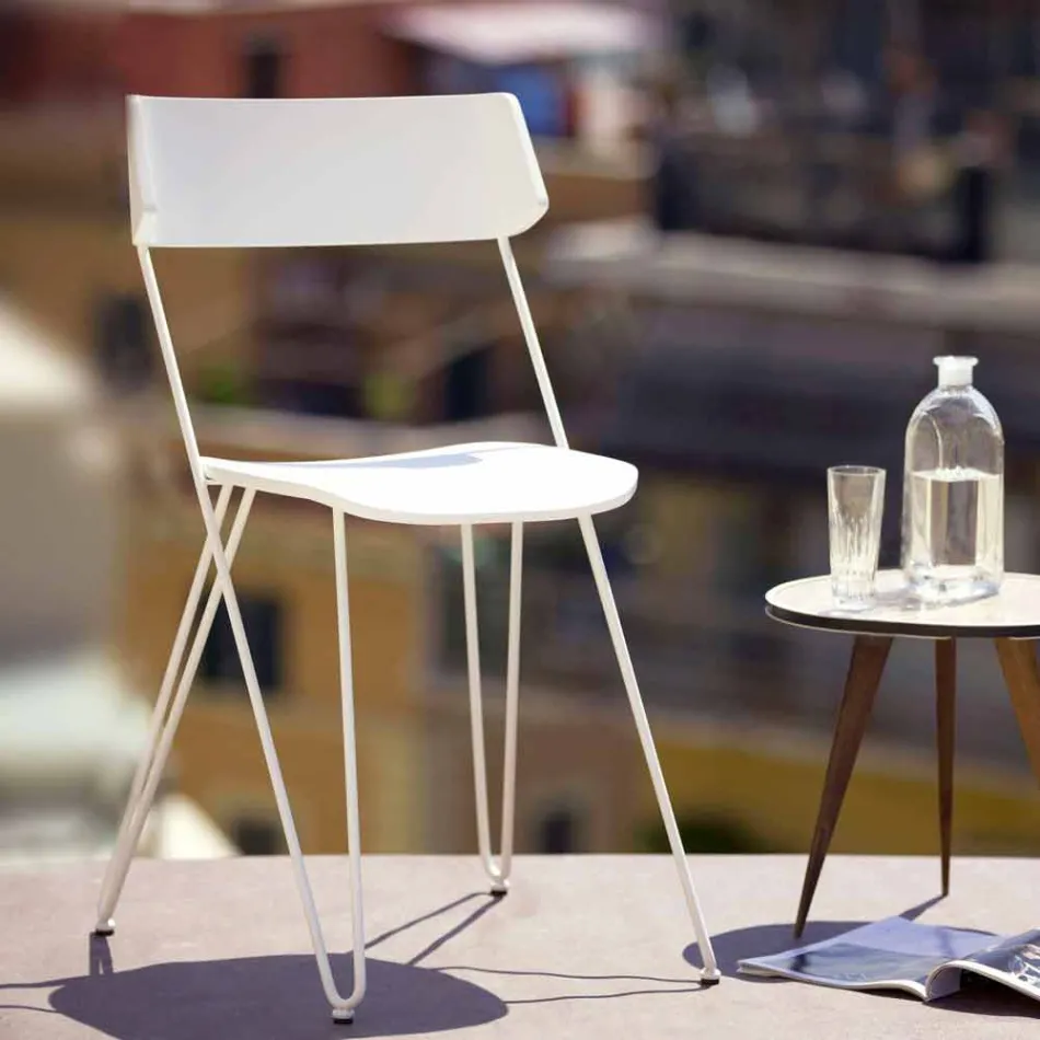 Handgjord köksstol i trä och ädelstål tillverkad i Italien - Granada Viadurini