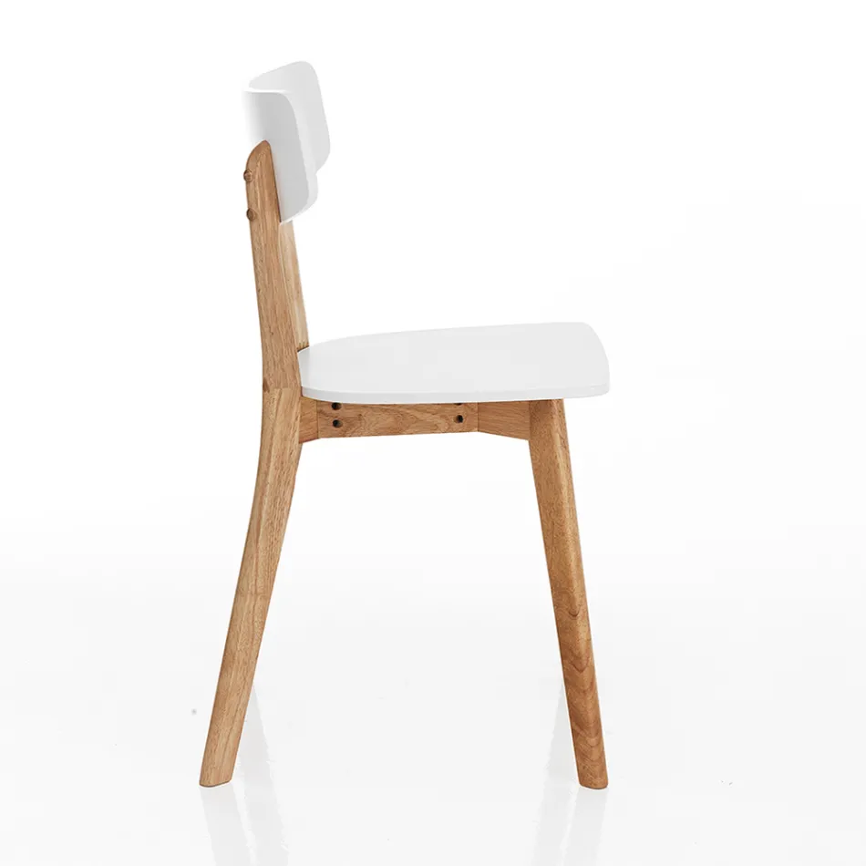 Köksstol i massiv vit och ekbetsad trä 2 delar - Tonino Viadurini