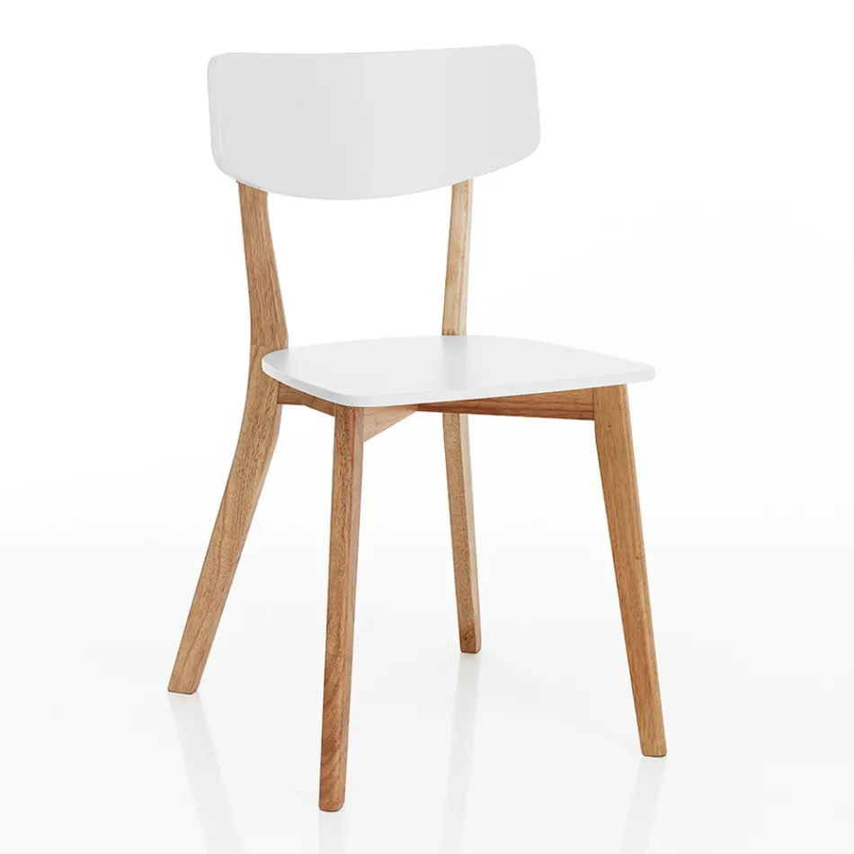 Köksstol i massiv vit och ekbetsad trä 2 delar - Tonino Viadurini