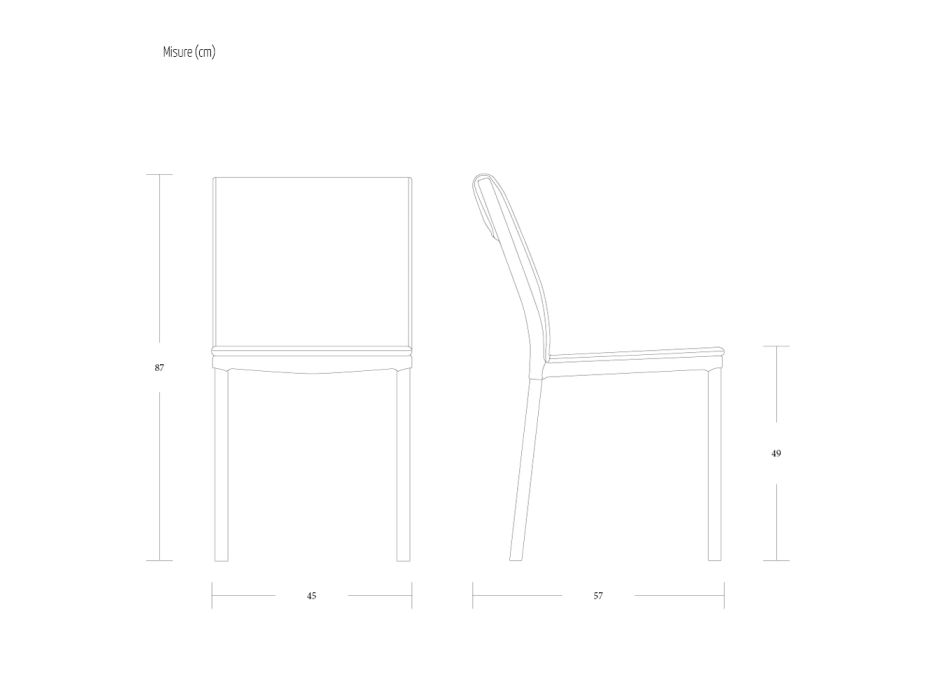 Köksstol i metall i läder 2 delar tillverkad i Italien - Morfeo Viadurini