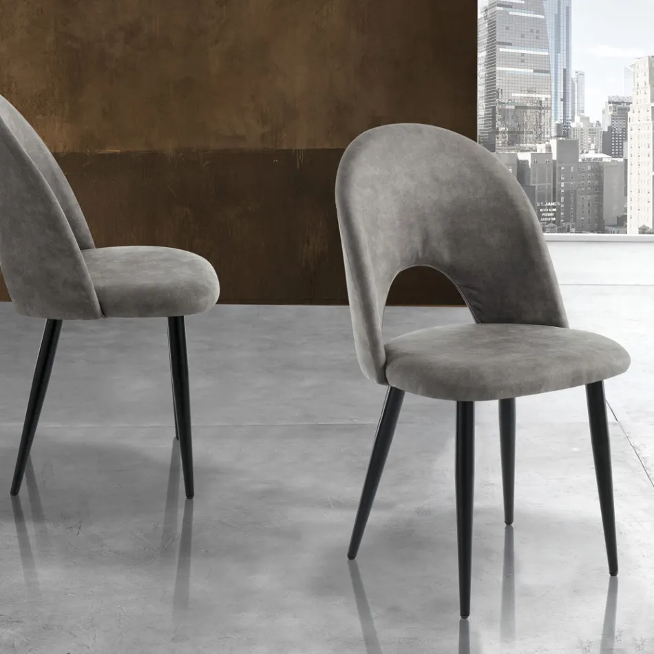 Köksstol i åldrad effekt syntetiskt läder 4 delar - Renetta Viadurini