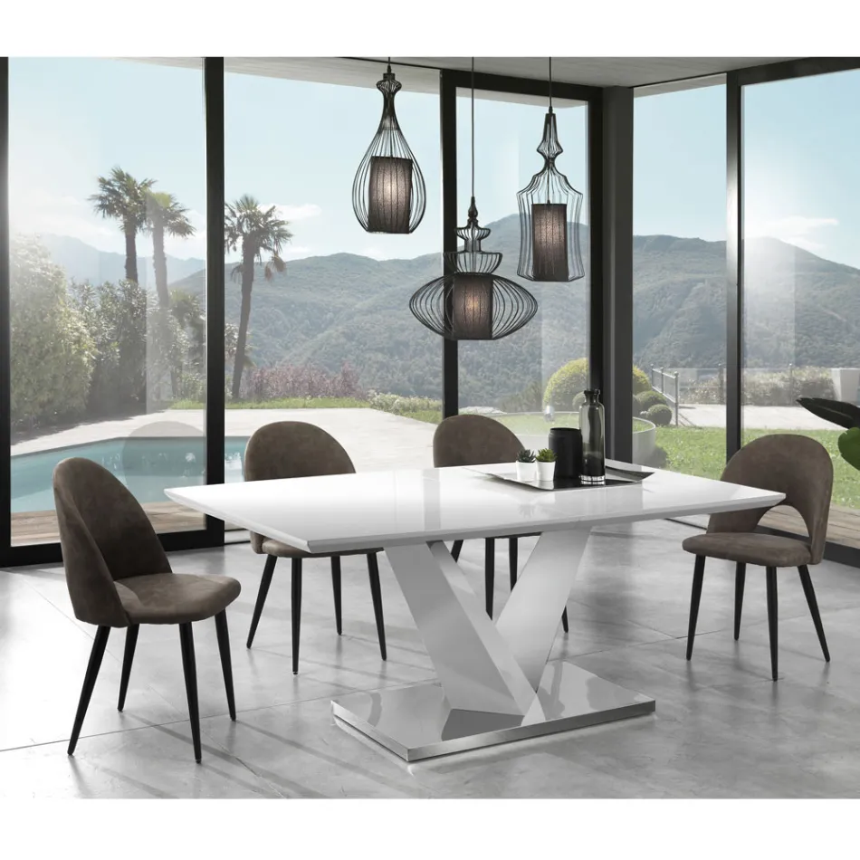 Köksstol i åldrad effekt syntetiskt läder 4 delar - Renetta Viadurini