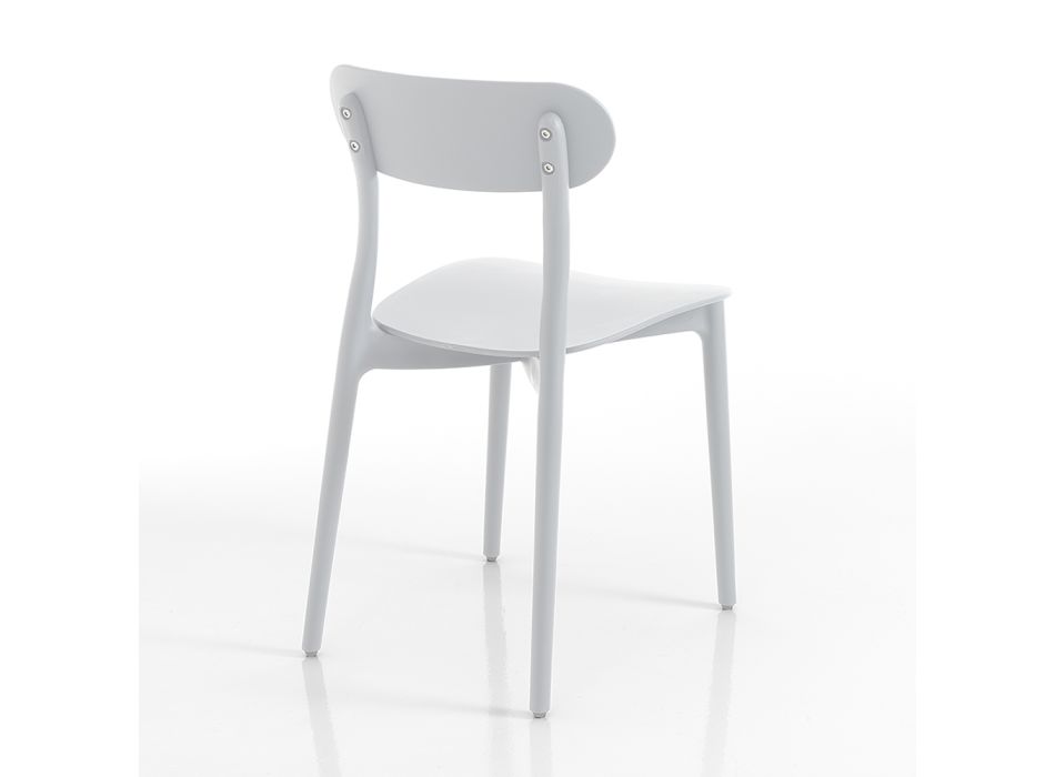 Köksstol i vit eller mattgrå polypropen 4 delar - Milano Viadurini