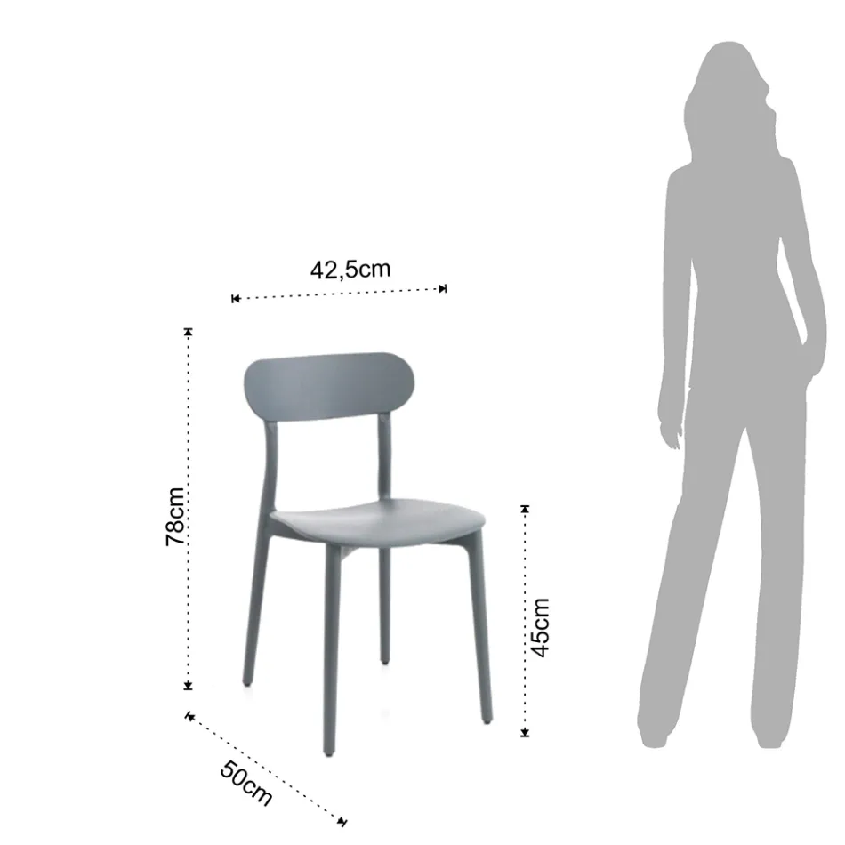 Köksstol i vit eller mattgrå polypropen 4 delar - Milano Viadurini