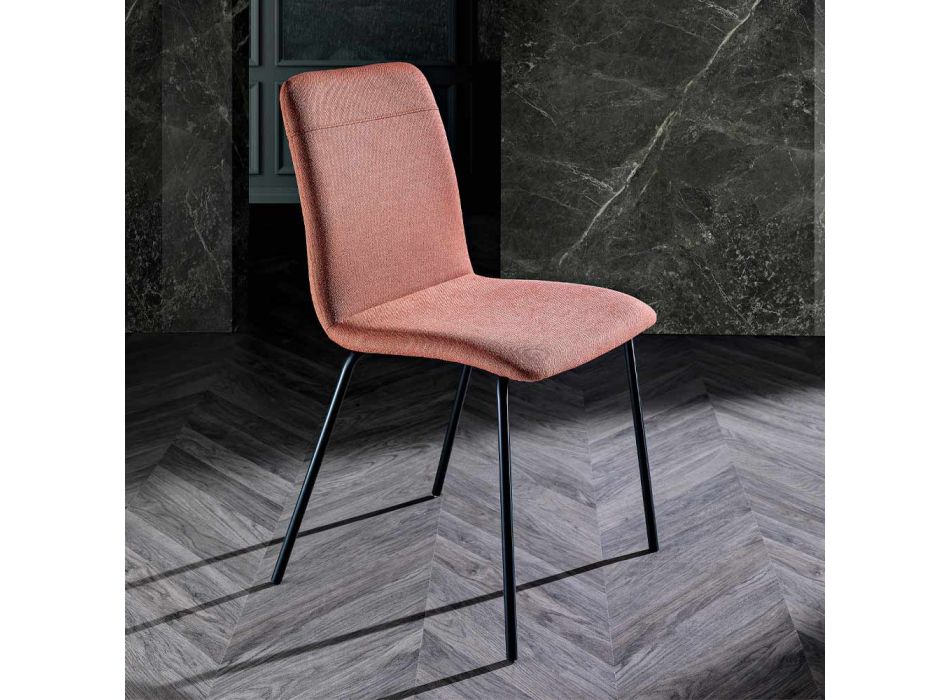 Köksstol i färgat tyg och metall modern design - Hermione Viadurini