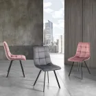 Köksstol i tyg med svarta metallben 4 delar - Ljusblå Viadurini