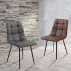 Köksstol i tyg med svarta metallben 4 delar - Ljusblå Viadurini