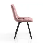 Köksstol i tyg med svarta metallben 4 delar - Ljusblå Viadurini