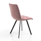 Köksstol i tyg med svarta metallben 4 delar - Ljusblå Viadurini