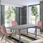 Köksstol i tyg med svarta metallben 4 delar - Ljusblå Viadurini