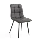 Köksstol i tyg med svarta metallben 4 delar - Ljusblå Viadurini